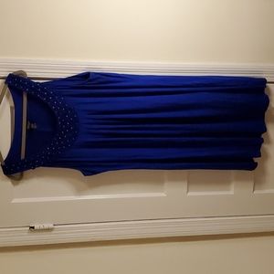 Sleeveless, Spense Woman, 3x, Royal blue w/beads at neckline dress.